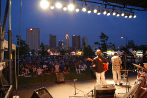 Musicians on stage at Columbus’ Jazz & Rib Festival in McFerson Commons. Credit: Nationwide Realty Investors.