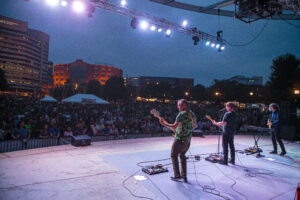 Saturday night headliner We Were Promised Jetpacks plays to a packed Bicentennial Park. Credit: David Heasley.